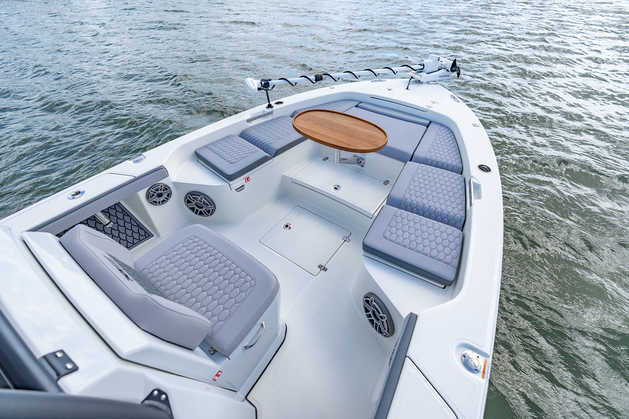 Pathfinder 2800 Hybrid bow cushions and table.