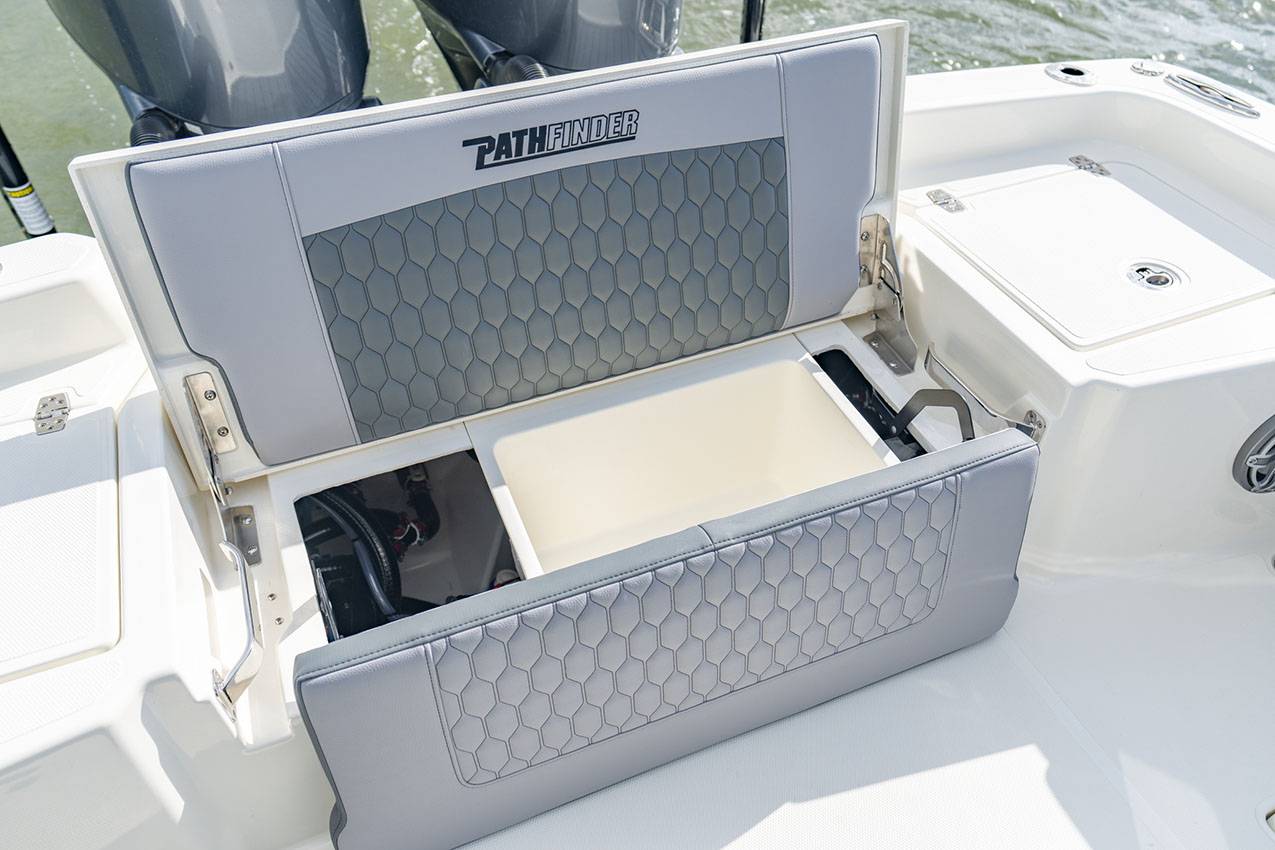 Pathfinder 2800 Hybrid 3rd row seating storage.