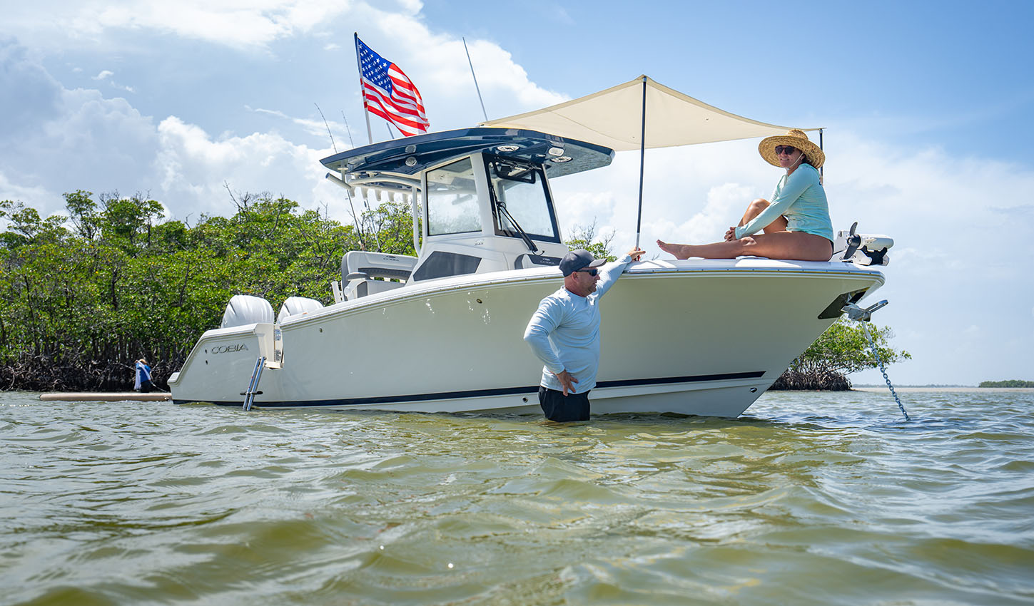Cobia Boats 245 center console 24-foot sandbar boat.