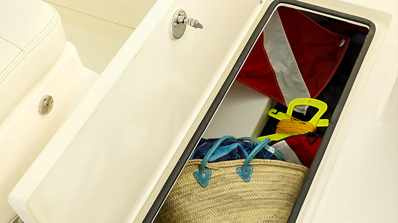 Twin 41-gallon, double-insulated fishboxes preserve your catch all day with easy access and ample capacity.